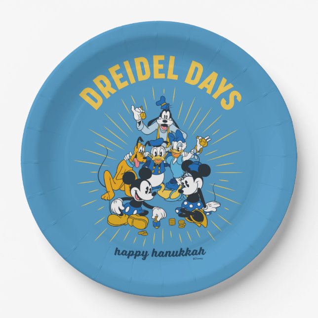 Mickey and Friends | Dreidel Days Paper Plate (Front)