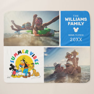 Mickey and Friends   Family Vacation Photo Collage Sherpa Blanket