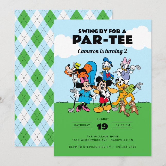 Mickey and Friends | Kids Golf Birthday Invitation (Front/Back)