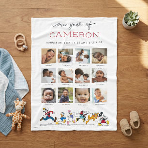 Mickey and Friends   One Year of - 12 Months Fleece Blanket