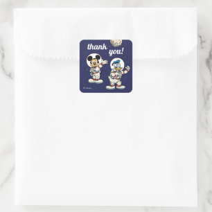 Mickey and Friends Space Birthday Thank You Square Sticker