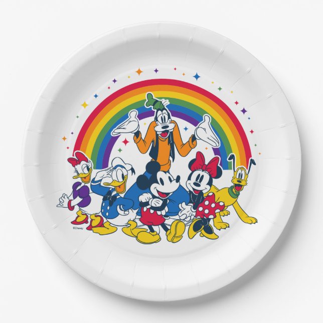 Mickey and Friends Under the Rainbow Paper Plate (Front)