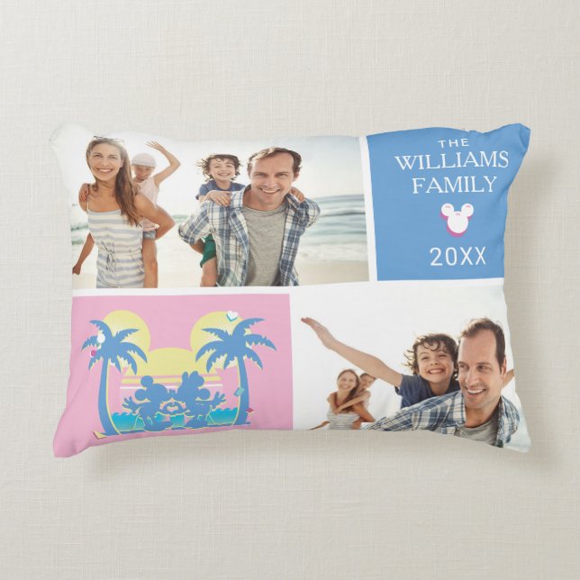 Mickey and Minne | Family Vacation Photo Collage Accent Pillow (Front)