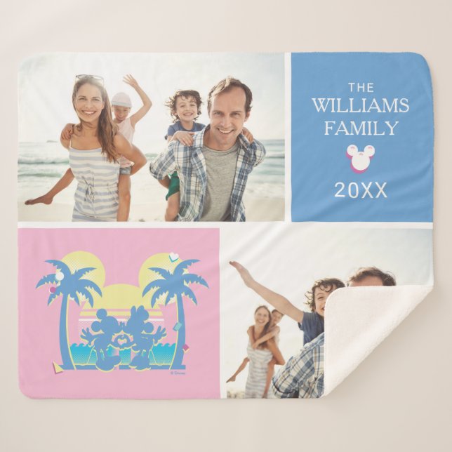 Mickey and Minne | Family Vacation Photo Collage Sherpa Blanket (Front (Horizontal))