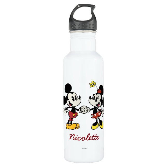 Mickey and Minnie Holding Hands 710 Ml Water Bottle (Front)