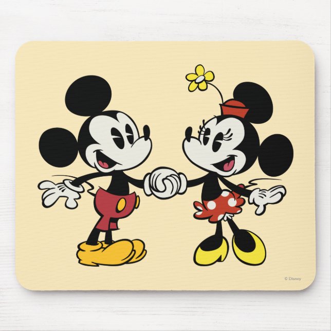 Mickey and Minnie Holding Hands Mouse Pad (Front)