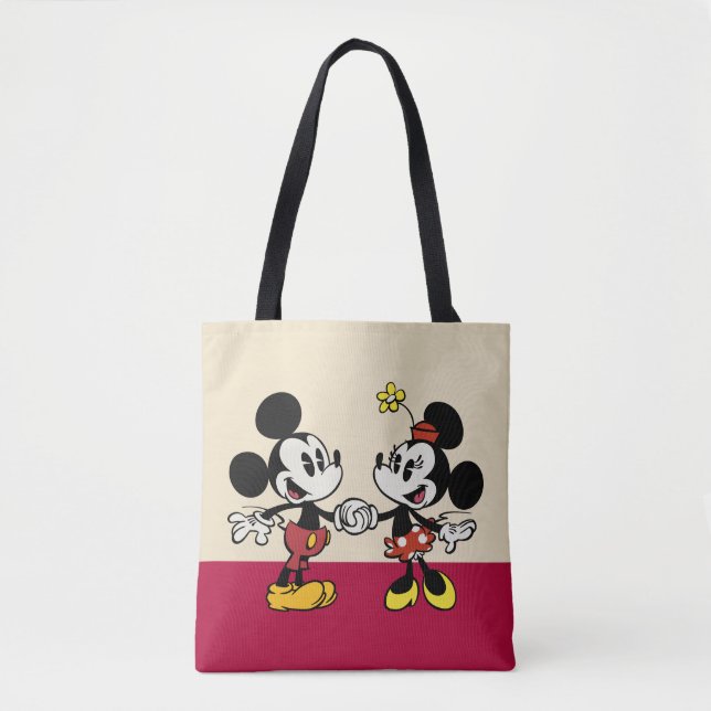 Mickey and Minnie Holding Hands Tote Bag (Front)