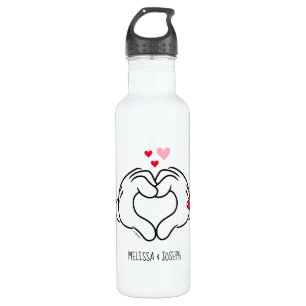 Mickey and Minnie Making Heart Sign with Hands 710 Ml Water Bottle
