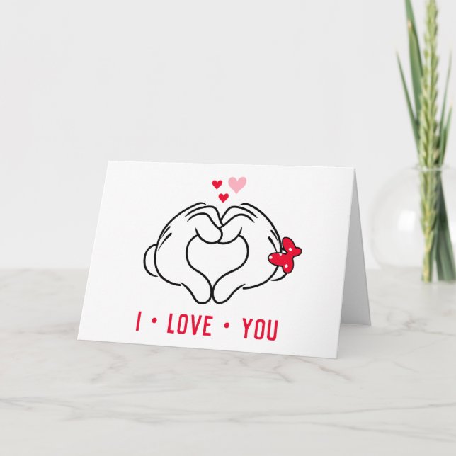 Mickey and Minnie Making Heart Sign with Hands Card (Front)