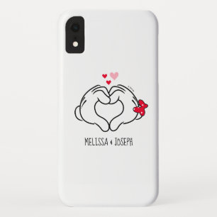 Mickey and Minnie Making Heart Sign with Hands iPhone XR Case