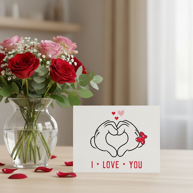 Mickey and Minnie Making Heart Sign with Hands Postcard (Creator Uploaded)