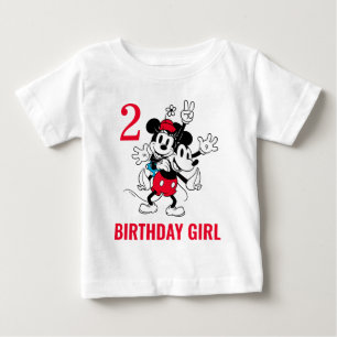 Mickey and Minnie Mouse Twins Birthday Girl Baby T-Shirt