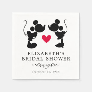 Mickey and Minnie Silhouette   Bridal Shower Napkin