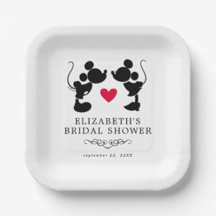 Mickey and Minnie Silhouette Bridal Shower Paper Plate