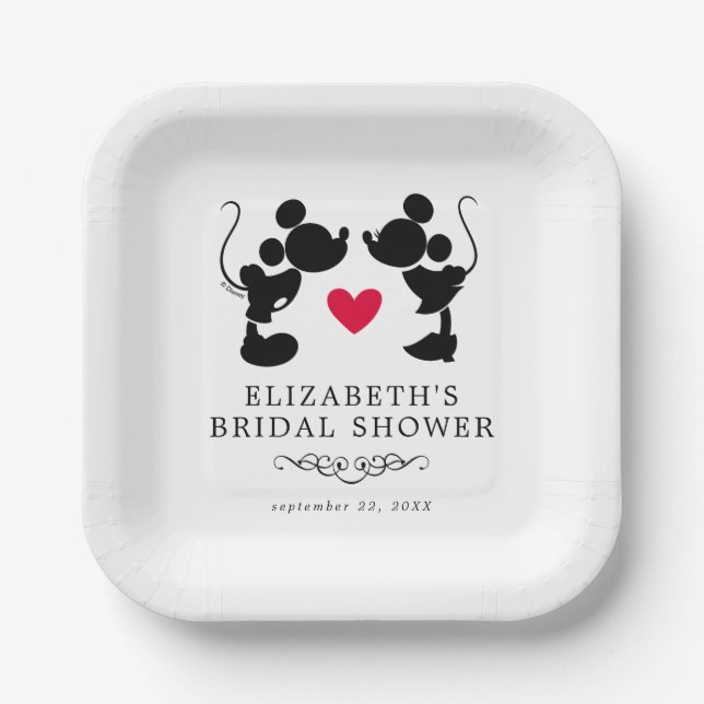 Mickey and Minnie Silhouette | Bridal Shower Paper Plate (Front)
