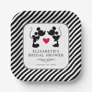 Mickey and Minnie Silhouette Bridal Shower Paper Plate