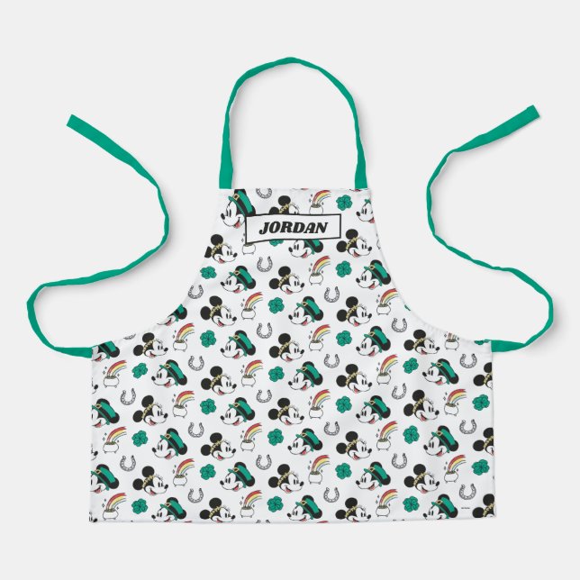 Mickey and Minnie | St. Patrick's Day Pattern Apron (Front)