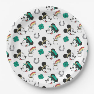 Mickey and Minnie   St. Patrick's Day Pattern Paper Plate