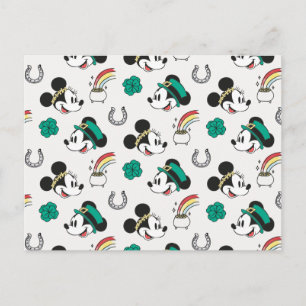 Mickey and Minnie   St. Patrick's Day Pattern Postcard