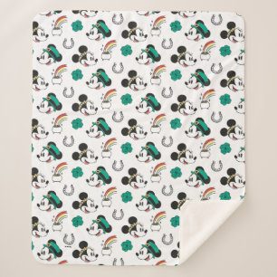 Mickey and Minnie   St. Patrick's Day Pattern Sherpa Blanket