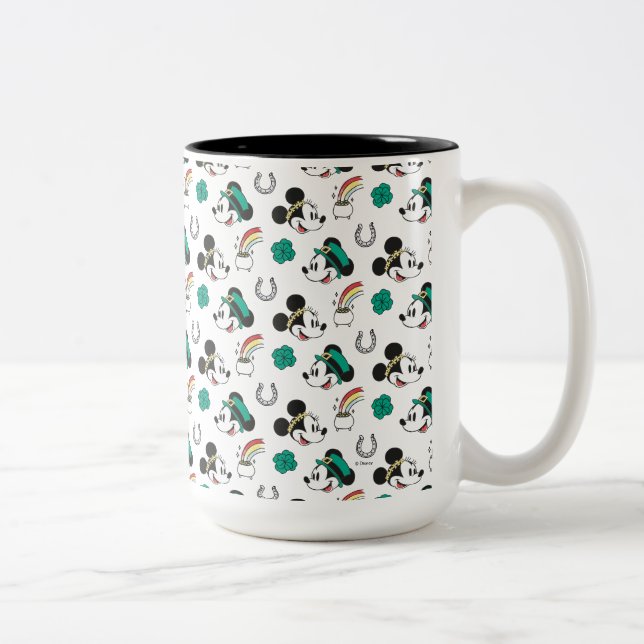 Mickey and Minnie | St. Patrick's Day Pattern Two-Tone Coffee Mug (Right)
