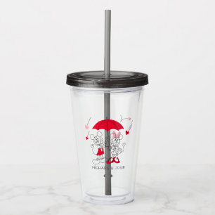 Mickey and Minnie Valentine's Day Falling Hearts Acrylic Tumbler