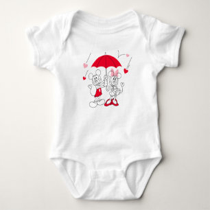 Mickey and Minnie   Valentine's Day Falling Hearts Baby Bodysuit