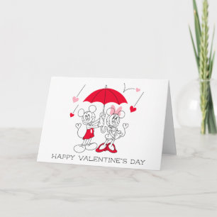 Mickey and Minnie   Valentine's Day Falling Hearts Card