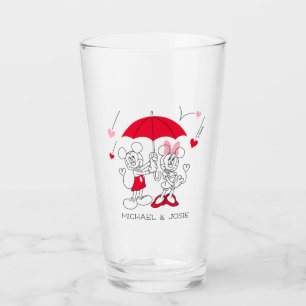 Mickey and Minnie Valentine's Day Falling Hearts Glass