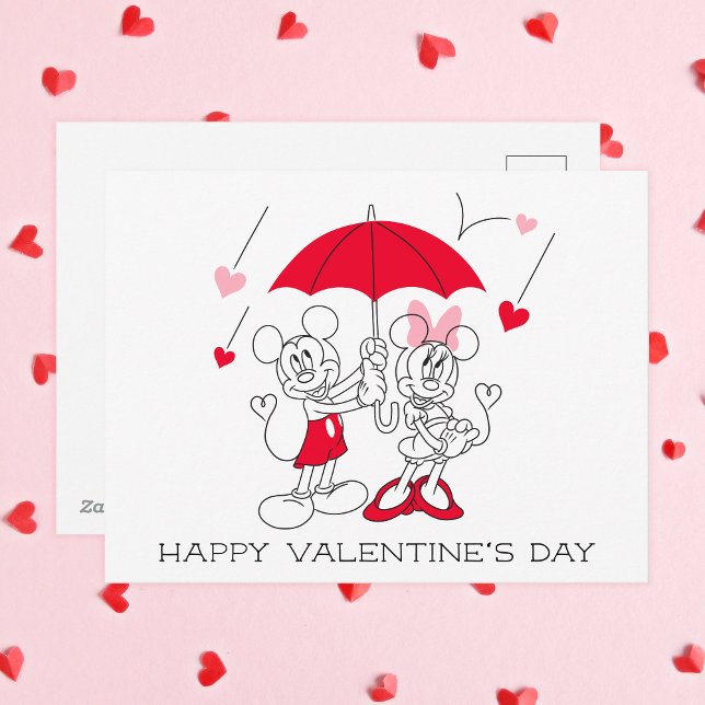 Mickey and Minnie | Valentine's Day Falling Hearts Postcard (Creator Uploaded)