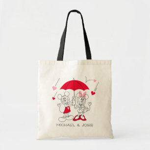 Mickey and Minnie   Valentine's Day Falling Hearts Tote Bag