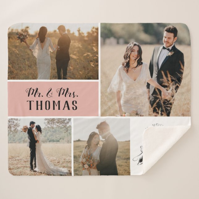 Mickey and Minnie - Wedding Photo Collage Sherpa Blanket (Front (Horizontal))