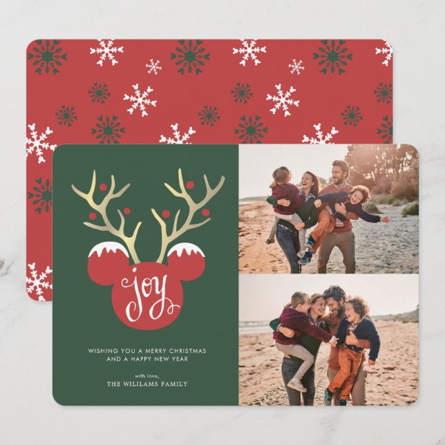 Mickey Antlers | Christmas Family Photo Collage Invitation (Front/Back)