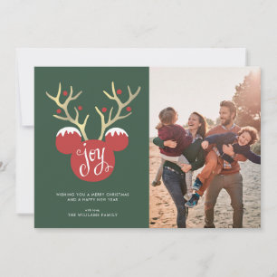 Mickey Antlers Christmas Family Photo Invitation