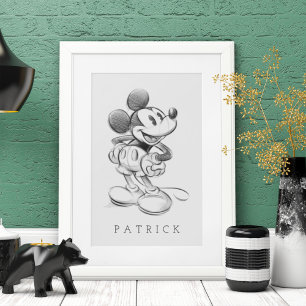Mickey classique personnalisé   Affiche de croquis