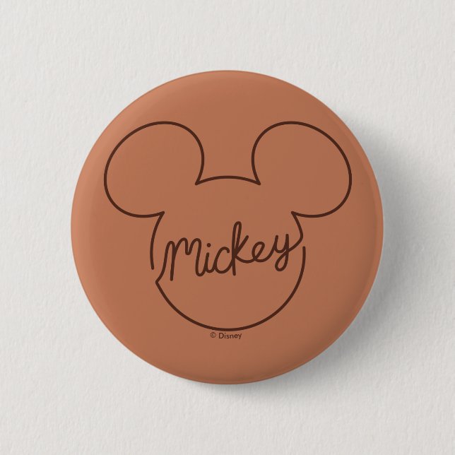 Mickey Continuous Line Icon Name Graphic 2 Inch Round Button (Front)
