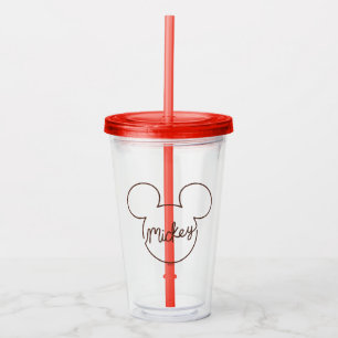Mickey Continuous Line Icon Name Graphic Acrylic Tumbler