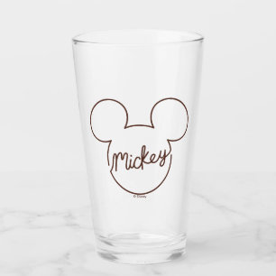 Mickey Continuous Line Icon Name Graphic Glass