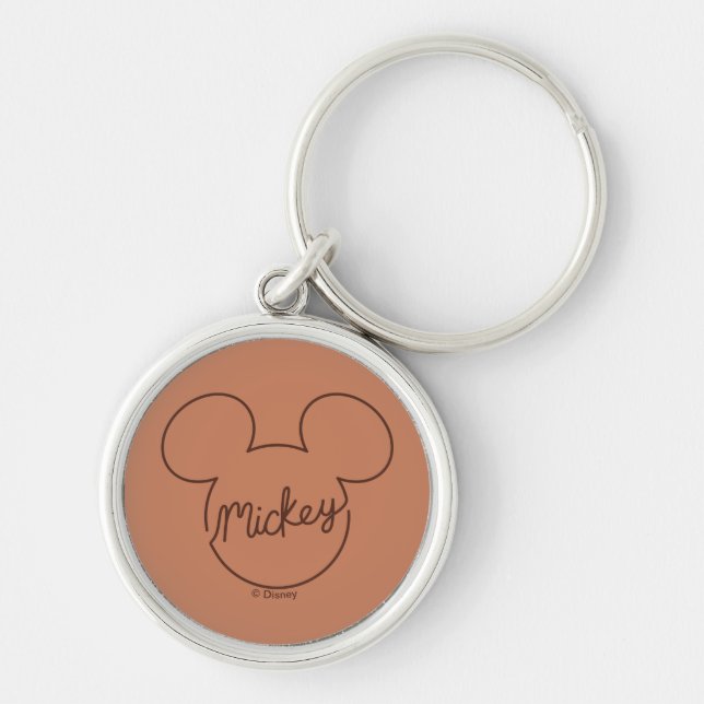 Mickey Continuous Line Icon Name Graphic Keychain (Front)