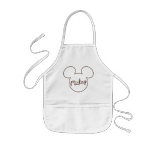 Mickey Continuous Line Icon Name Graphic Kids Apron