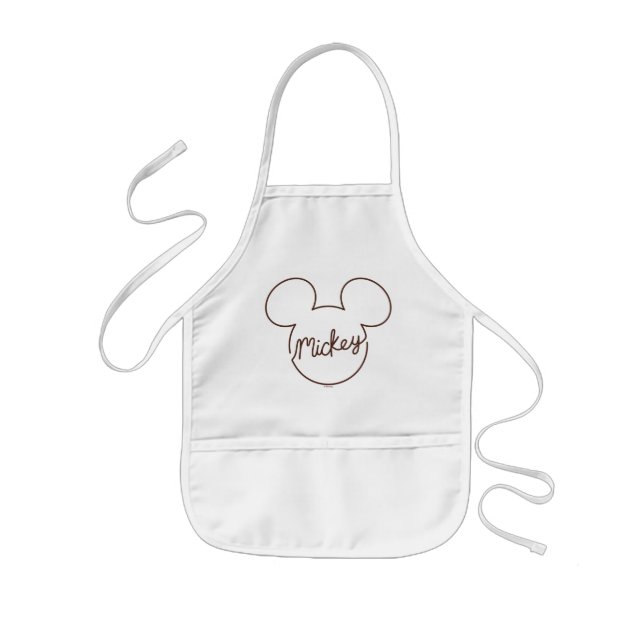 Mickey Continuous Line Icon Name Graphic Kids Apron (Front)