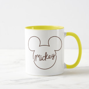 Mickey Continuous Line Icon Name Graphic Mug