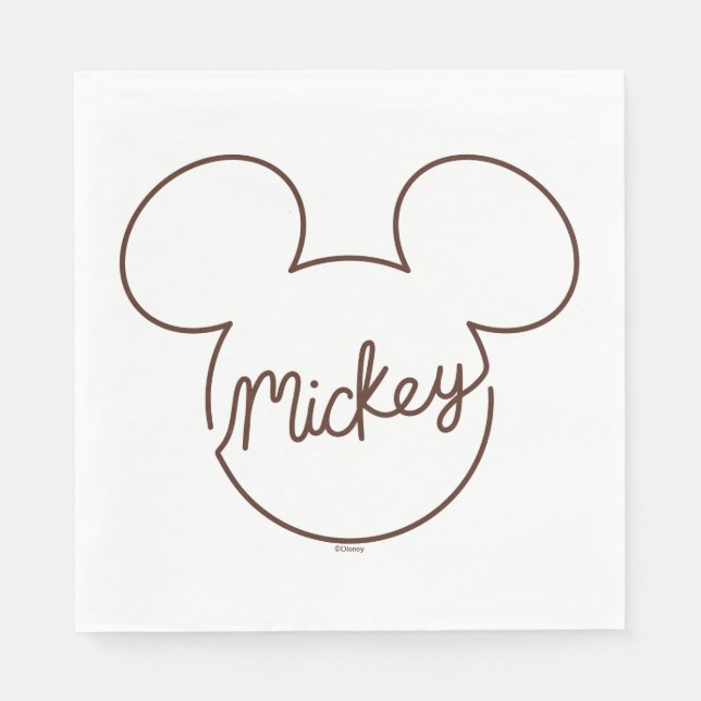 Mickey Continuous Line Icon Name Graphic Napkin (Front)