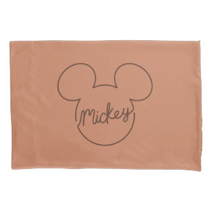 Mickey Continuous Line Icon Name Graphic Pillowcase