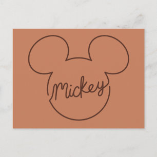 Mickey Continuous Line Icon Name Graphic Postcard