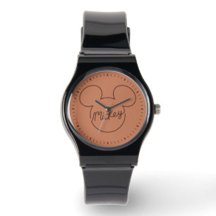 Mickey Continuous Line Icon Name Graphic Watch