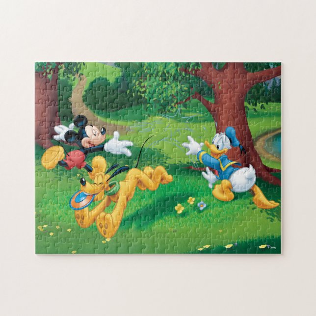 Mickey, Donald, & Pluto Play Frisbee Jigsaw Puzzle (Horizontal)