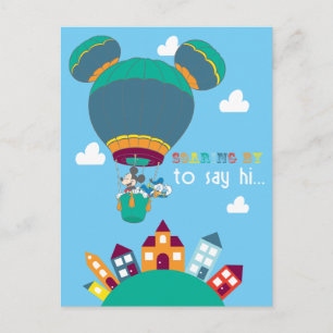 Mickey & Donald - Soaring By To Say Hi Postcard