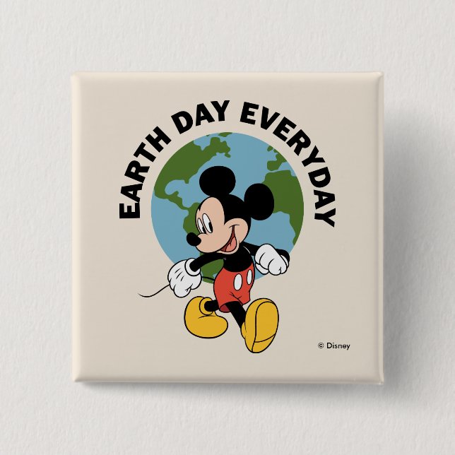Mickey | Earth Day Everyday 2 Inch Square Button (Front)
