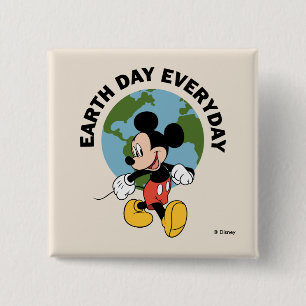 Mickey   Earth Day Everyday 2 Inch Square Button